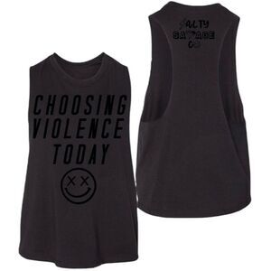 Salty Savage Choosing Violence Flowy Crop Tank Top in Black Size Medium